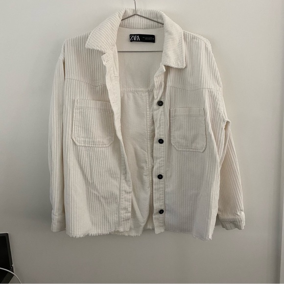 Zara Jackets & Coats Zara White Corduroy Jacket Over Shirt Poshmark